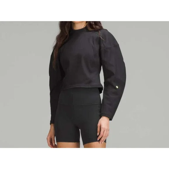 Lululemon Ribbed Luxtreme Wide Sleeve Pullover Black Crop Women's No Size Tag - Picture 15 of 15